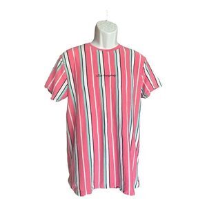 Mens San Francisco Work Shirts Love Everybody Striped Script Tee Shirt - Sz L
